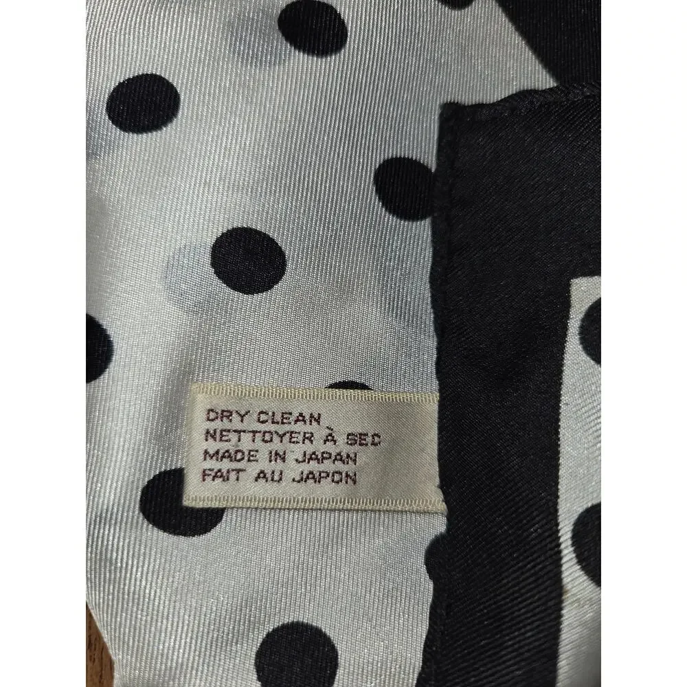 Vintage Anne Klein Silk Scarf Polka Dots 60's For Vera Company Rectangle